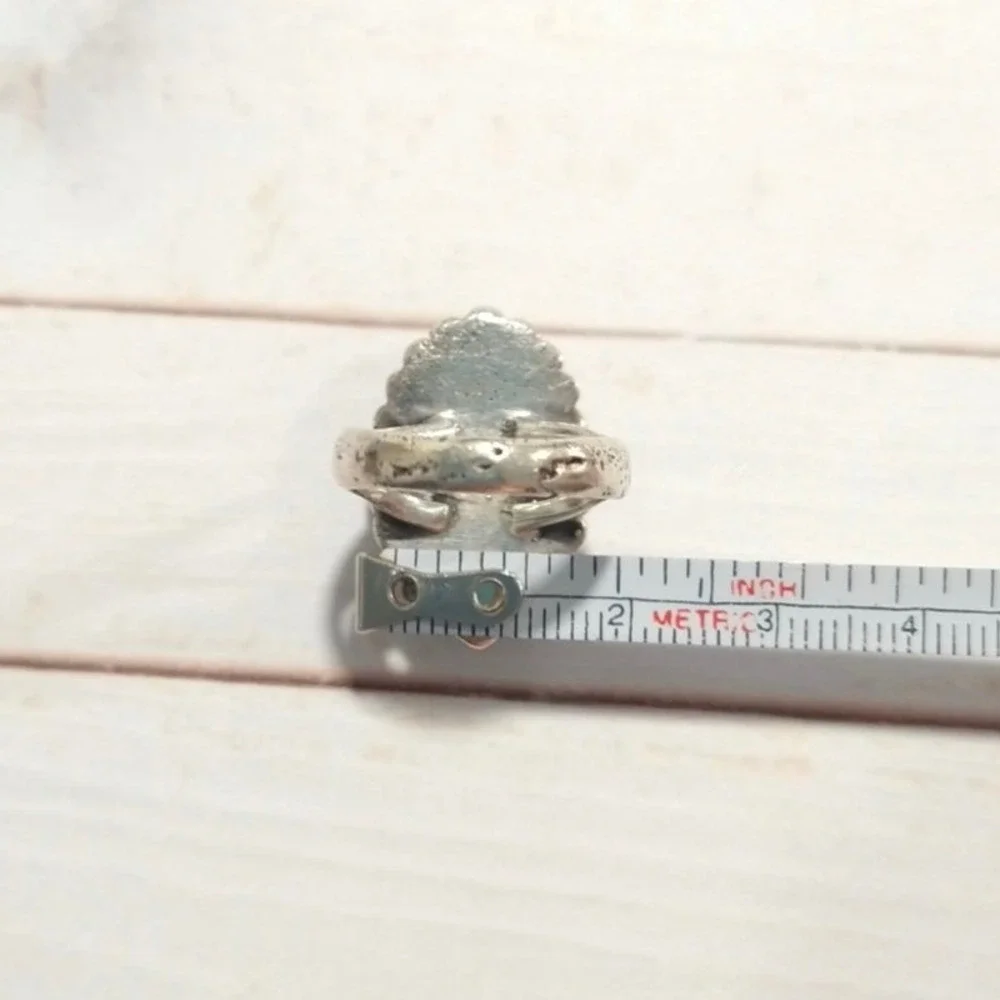 Antique Mother Of Pearl Oval Ring Sterling Silver Navajo Native Size 7.25 - Picture 10 of 16